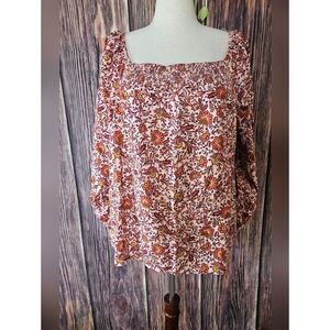 NWT St. John's Bay Floral Peasant Top Plus Size 2X